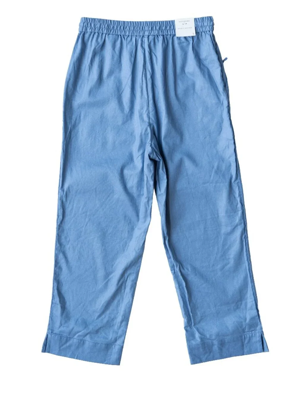 Banana Republic Straight Ankle Pants High Rise Linen Cotton Blend Blue Flowy